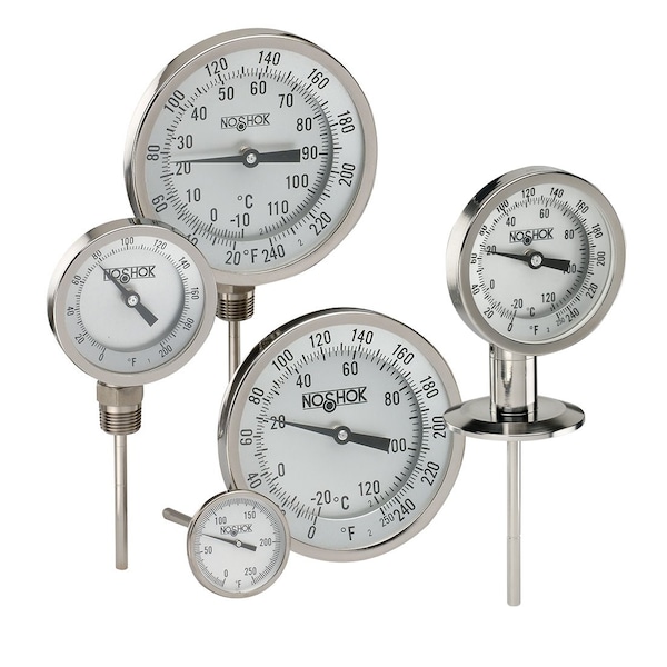 3" Bimetal Thermometer, 1/2" NPT Adjustable Angle Conn, 2.5" Stem Length, 50/500 F/C, .250" Diameter
